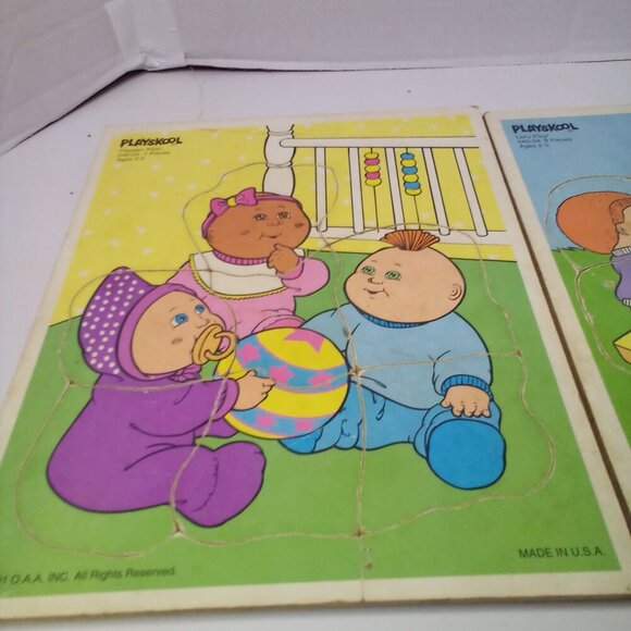 Vintage 1991 Cabbage Patch Kids Puzzles Wood Lot of 4 Playskool Ages 2-5 - Picture 8 of 11